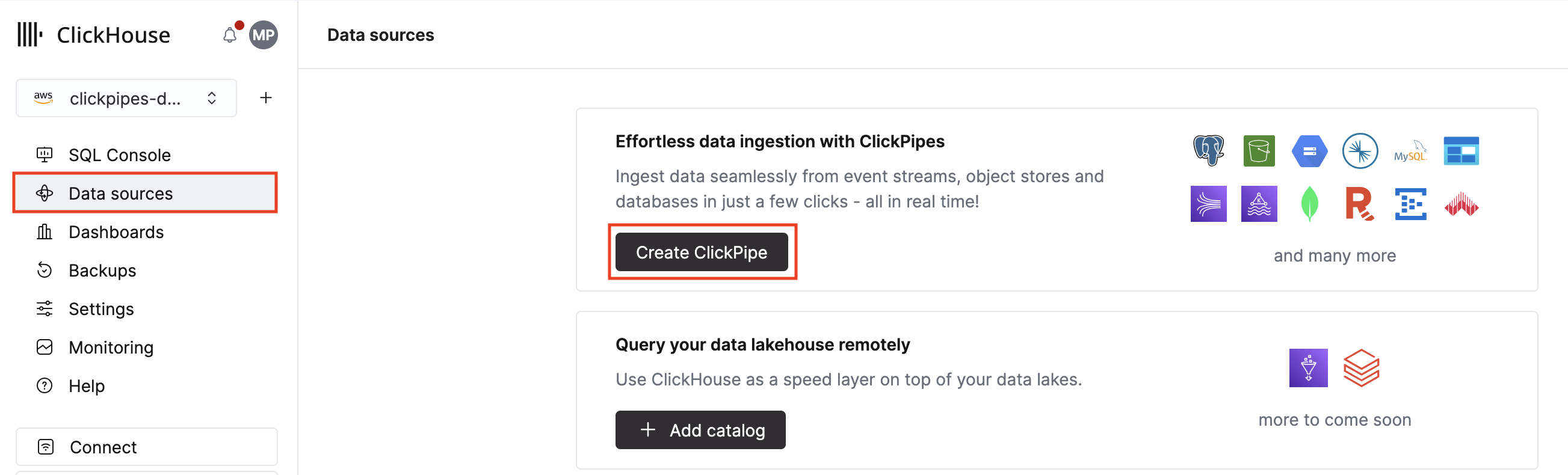 가져오기 항목 선택